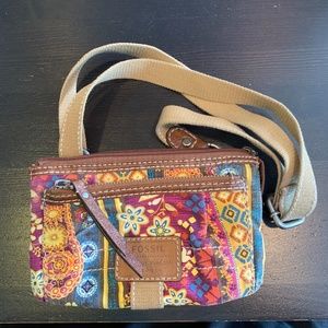 Fossil Long Live Vintage Fabric & Leather Handbag